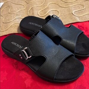 AEROSOLES Black Slide Slip-In Sandals for Women 8